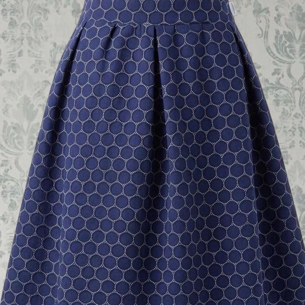 Size 2X Stunning Navy Geometric Textured A-Line Skirt